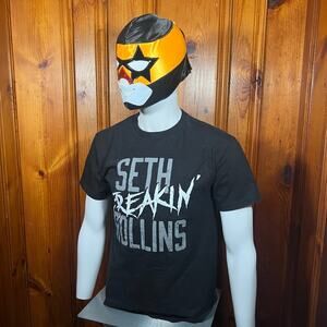 WWE M Y2K Seth Rollins T Shirt Black Graphic